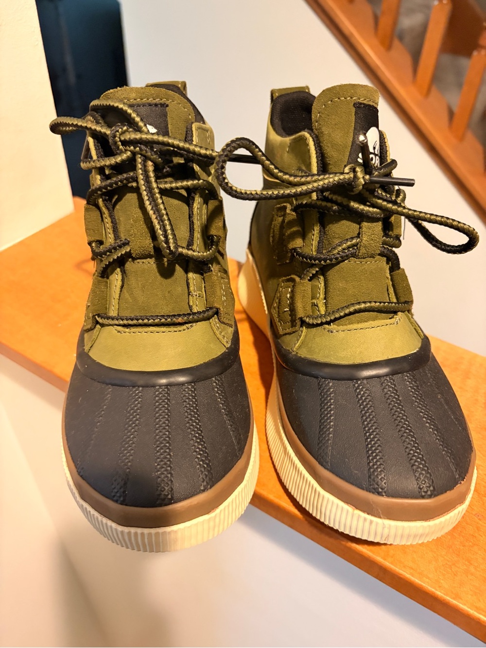 Sorel Olive Green and Black Waterproof Ankle Booties